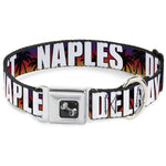 Dog Bone Seatbelt Buckle Collar - Florida Cities Palm Tree Sunset/White
