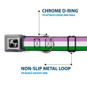 Dog Bone Seatbelt Buckle Collar - Flag Genderqueer Lavender/White/Green