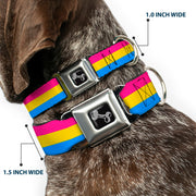 Dog Bone Seatbelt Buckle Collar - Flag Pansexual Pink/Yellow/Blue