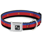 Dog Bone Seatbelt Buckle Collar - Flag Polyamorous Pi Symbol Blue/Red/Black/Yellow