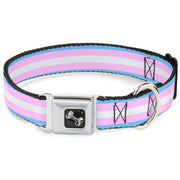 Dog Bone Seatbelt Buckle Collar - Flag Transgender Baby Blue/Baby Pink/White