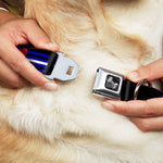 Dog Bone Seatbelt Buckle Collar - Flag Leather Black/Blue/Red/White