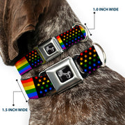 Dog Bone Seatbelt Buckle Collar - Flag American Pride Rainbow/Black