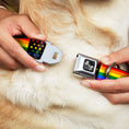 Load image into Gallery viewer, Dog Bone Seatbelt Buckle Collar - Flag American Pride Rainbow/Black
