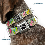 Dog Bone Seatbelt Buckle Collar - Flip Flops2 Aqua/Multi Color