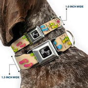 Dog Bone Seatbelt Buckle Collar - Flip Flops3 Sand/Multi Color