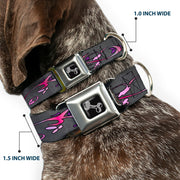 Dog Bone Seatbelt Buckle Collar - Girlie Skull Gray