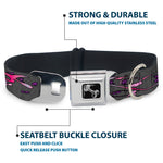Dog Bone Seatbelt Buckle Collar - Girlie Skull Gray