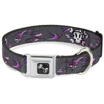 Dog Bone Seatbelt Buckle Collar - Girlie Skull Gray