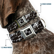 Dog Bone Seatbelt Buckle Collar - Grunge Bricks Black/White