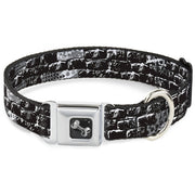 Dog Bone Seatbelt Buckle Collar - Grunge Bricks Black/White