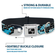 Dog Bone Seatbelt Buckle Collar - Grunge Bricks Blue