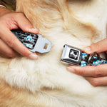 Dog Bone Seatbelt Buckle Collar - Grunge Bricks Blue