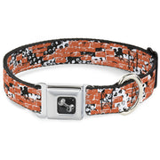 Dog Bone Seatbelt Buckle Collar - Grunge Bricks Orange
