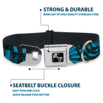 Dog Bone Seatbelt Buckle Collar - Grunge Chaos Blue