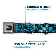 Dog Bone Seatbelt Buckle Collar - Grunge Chaos Blue