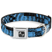 Dog Bone Seatbelt Buckle Collar - Grunge Chaos Blue