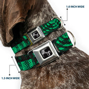 Dog Bone Seatbelt Buckle Collar - Grunge Chaos Green