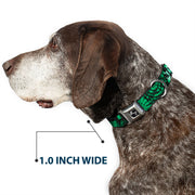 Dog Bone Seatbelt Buckle Collar - Grunge Chaos Green