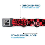 Dog Bone Seatbelt Buckle Collar - Grunge Chaos Red