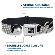 Dog Bone Seatbelt Buckle Collar - Grunge Checker Flag Black/White