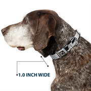 Dog Bone Seatbelt Buckle Collar - Grunge Checker Flag Black/White
