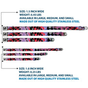 Dog Bone Seatbelt Buckle Collar - Grunge Checker Flag Blue/Red