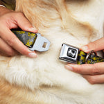 Dog Bone Seatbelt Buckle Collar - Grunge Checker Flag Green