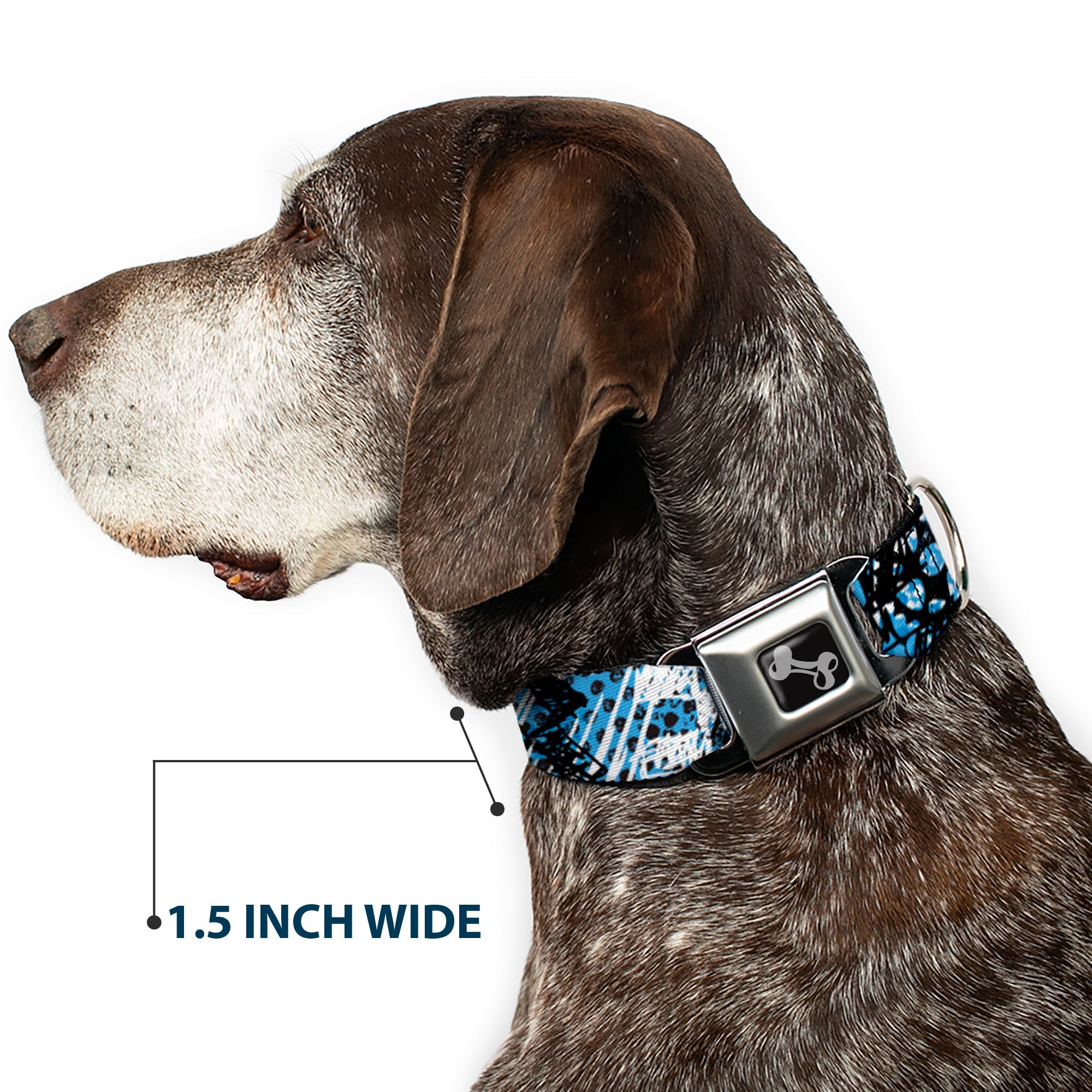 Dog Bone Seatbelt Buckle Collar - Grunge Gears Blue