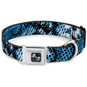 Dog Bone Seatbelt Buckle Collar - Grunge Gears Blue