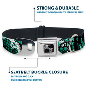 Dog Bone Seatbelt Buckle Collar - Grunge Gears Green