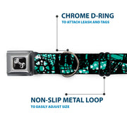 Dog Bone Seatbelt Buckle Collar - Grunge Gears Green