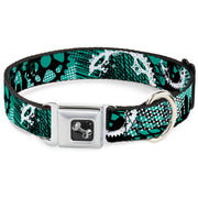 Dog Bone Seatbelt Buckle Collar - Grunge Gears Green
