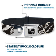 Dog Bone Seatbelt Buckle Collar - Grunge Tread Black/White