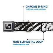 Dog Bone Seatbelt Buckle Collar - Grunge Tread Black/White