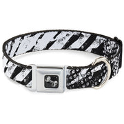 Dog Bone Seatbelt Buckle Collar - Grunge Tread Black/White