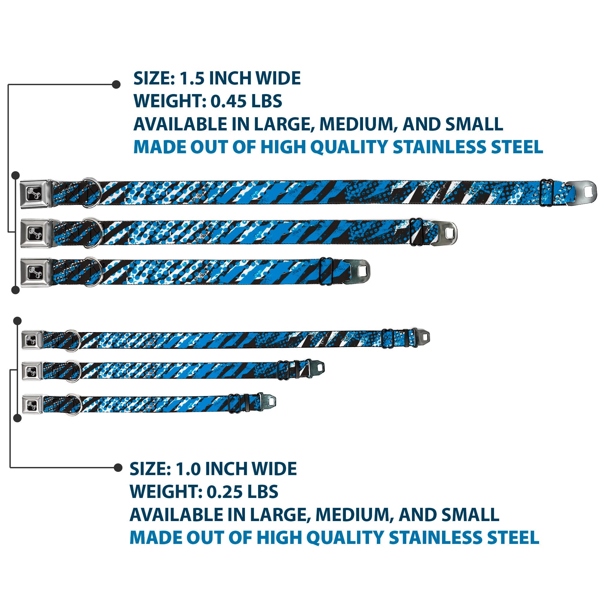 Dog Bone Seatbelt Buckle Collar - Grunge Tread Blue