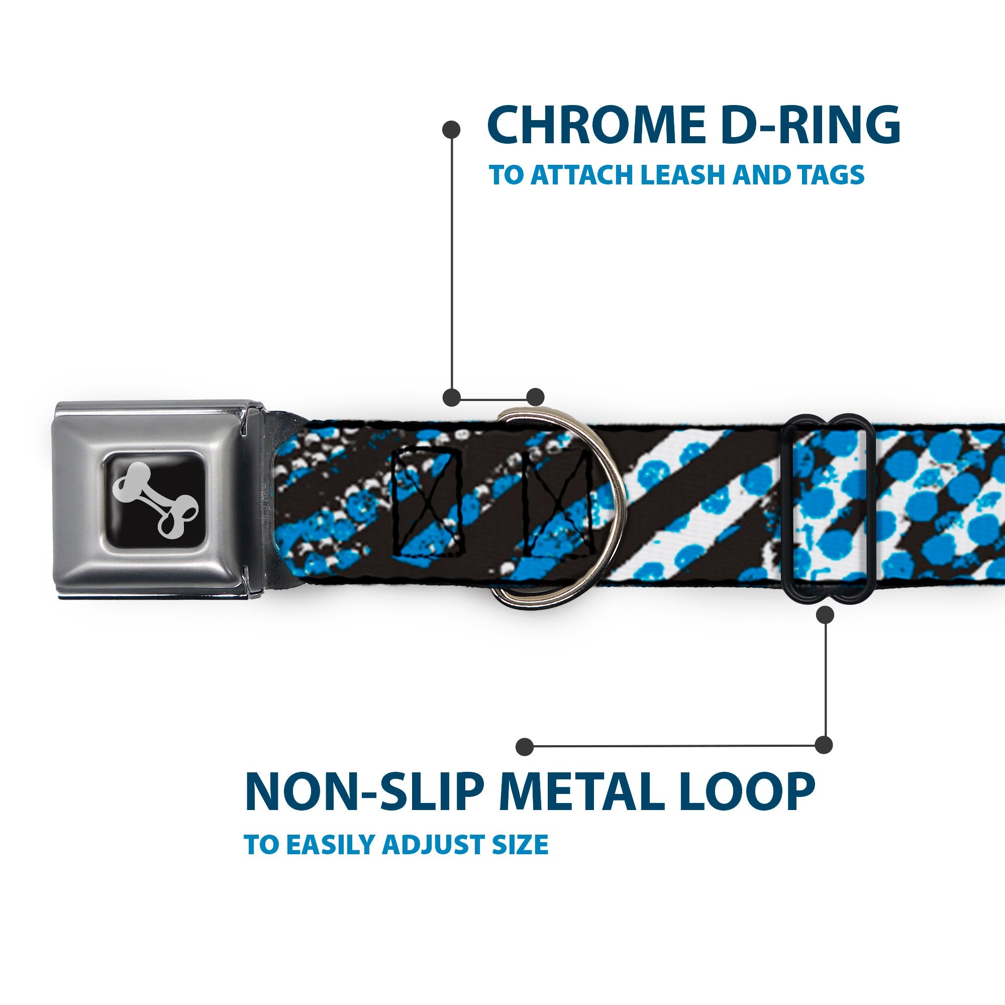Dog Bone Seatbelt Buckle Collar - Grunge Tread Blue