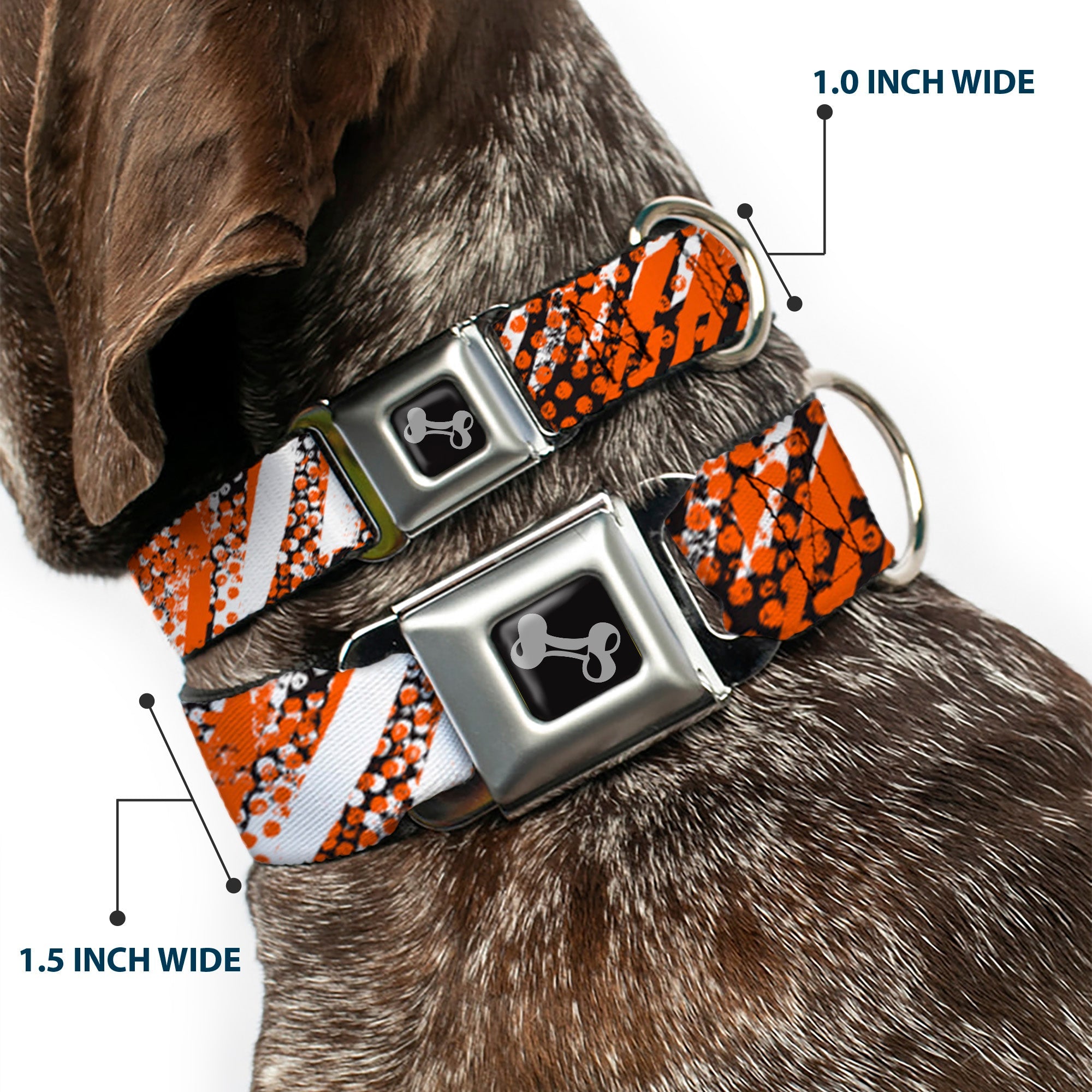 Dog Bone Seatbelt Buckle Collar - Grunge Tread Orange