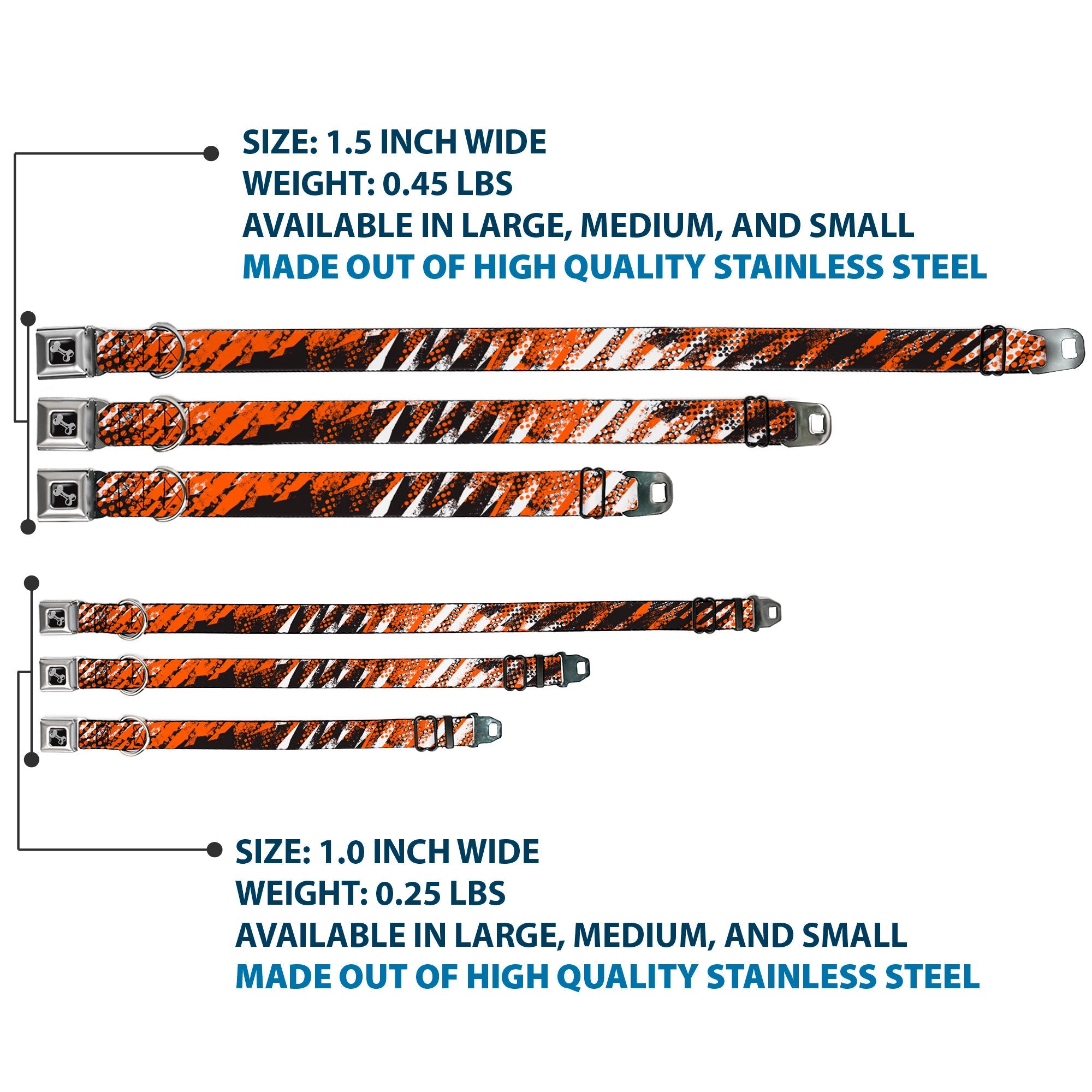 Dog Bone Seatbelt Buckle Collar - Grunge Tread Orange