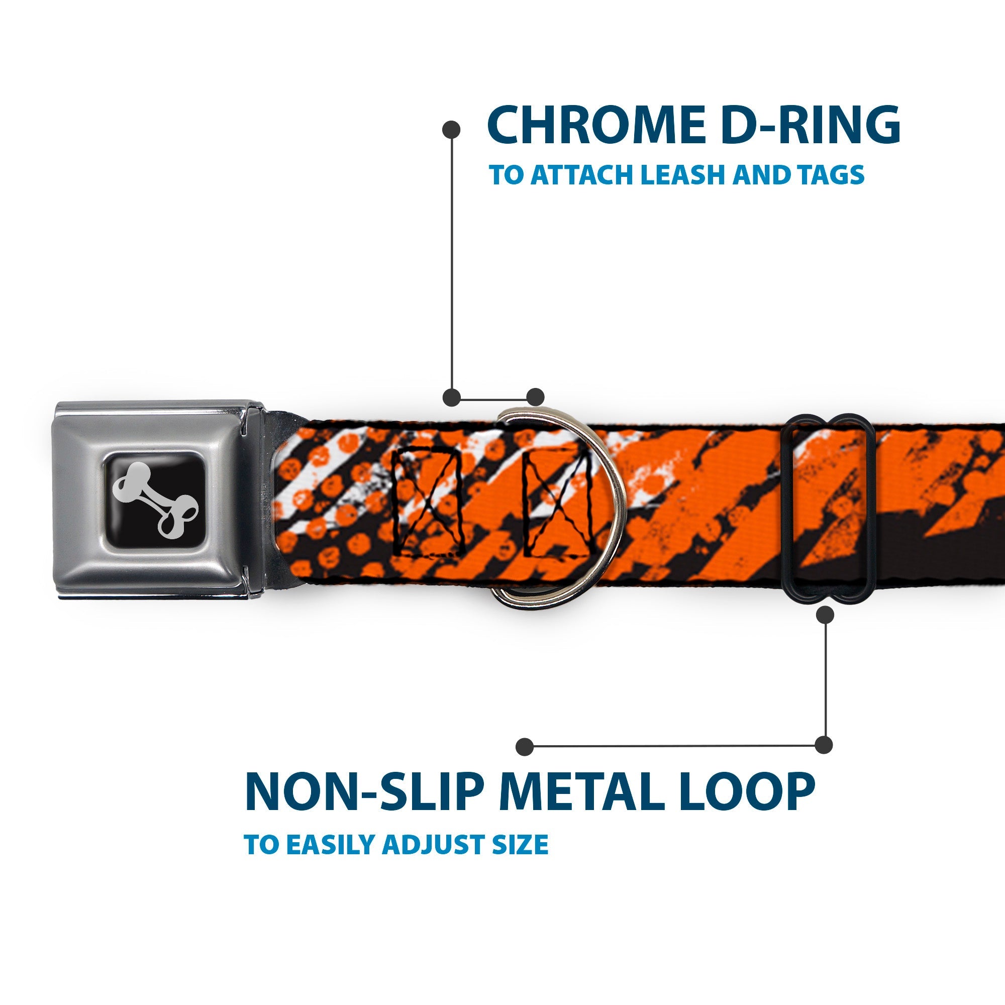 Dog Bone Seatbelt Buckle Collar - Grunge Tread Orange