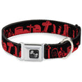 Load image into Gallery viewer, Dog Bone Seatbelt Buckle Collar - Graveyard Black/Red
