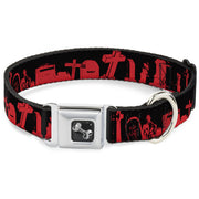 Dog Bone Seatbelt Buckle Collar - Graveyard Black/Red