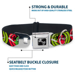Dog Bone Seatbelt Buckle Collar - Green & Red Dragons Smoking Gray
