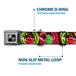Dog Bone Seatbelt Buckle Collar - Green & Red Dragons Smoking Gray