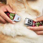 Dog Bone Seatbelt Buckle Collar - Green & Red Dragons Smoking Gray