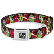 Dog Bone Seatbelt Buckle Collar - Green & Red Dragons Smoking Gray