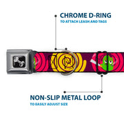 Dog Bone Seatbelt Buckle Collar - Green Dragons Smoking Purple