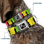 Dog Bone Seatbelt Buckle Collar - Gummy Bears Cartoon Black/Red/Yellow/Green