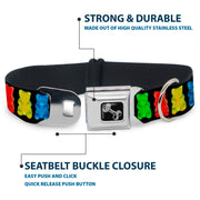 Dog Bone Seatbelt Buckle Collar - Gummy Bears Black/Multi Color